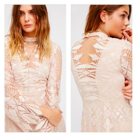 NWT Free People Art Deco Mesh Mini Dress - Picture 7 of 8